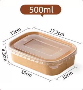 Rectangular Paper Salad Bowl & Lid
